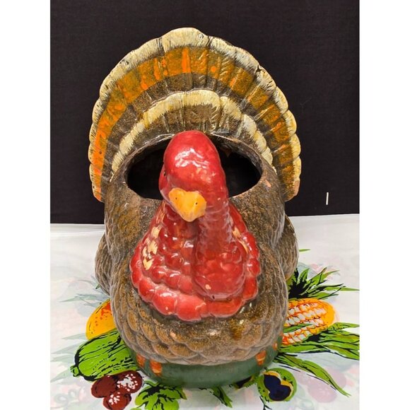 Vintage Holland Floral Ceramic Turkey Planter 1993 Thanksgiving Decor - Picture 2 of 12